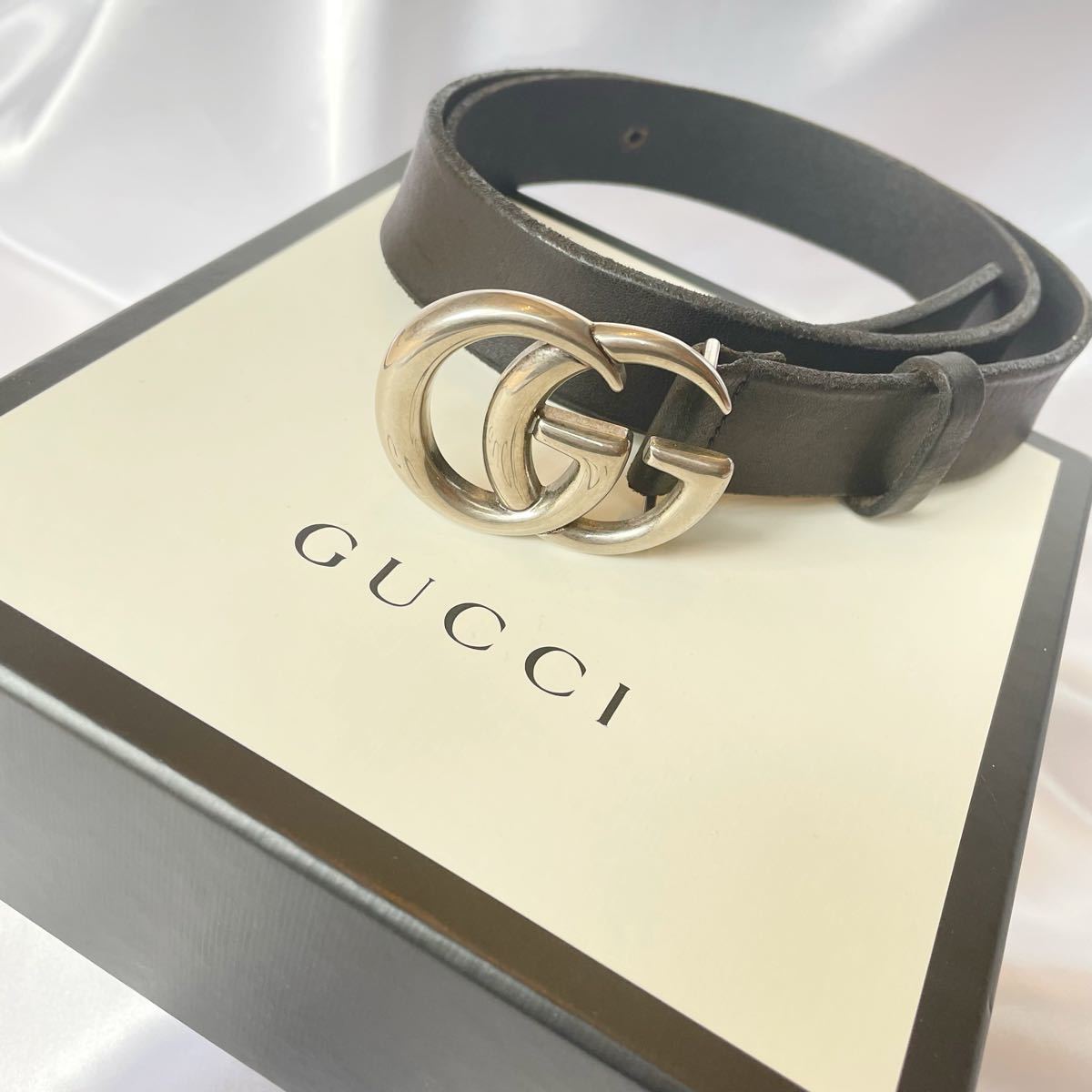 GUCCI グッチ ベルト レディース GGマーモント ダブルG ブラック-