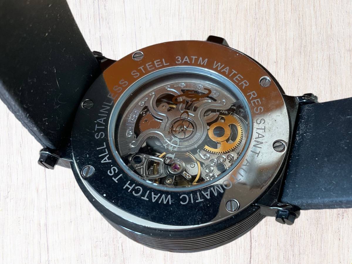 機械式 自動巻き スケルトン 腕 時計 COGU Italy 可動品 黒(3針（時 