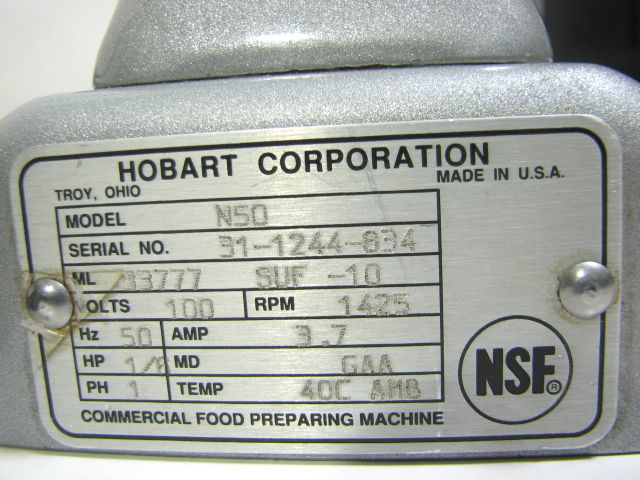HOBART ホバート プロ/業務用 卓上ミキサー N-50/100V50Hz USA製 本体