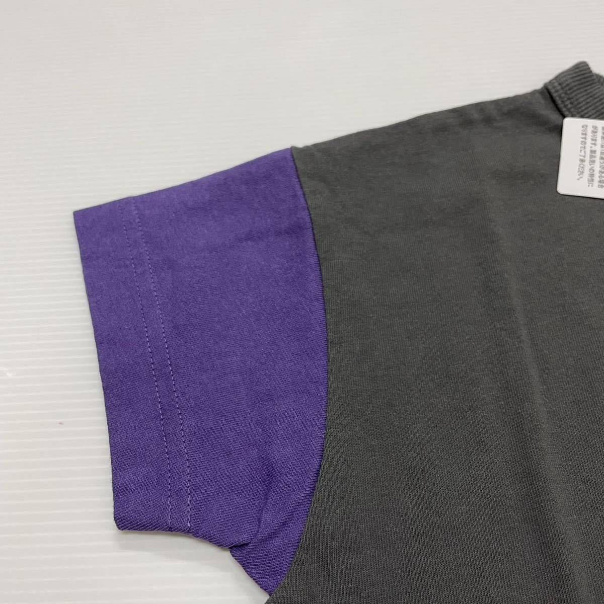 新品17156 Champion チャンピオン 150cm チャコールグレー　袖切り替え半袖Tシャツ プリントロゴ袖刺繍ロゴ綿100% 男女兼用キッズジュニア_画像4