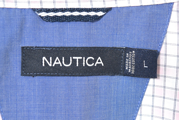 【送料無料】ノーティカ コットン チェック柄 BDシャツ ボタンダウン 半袖シャツ メンズL NAUTICA 古着 アメカジ CB0714