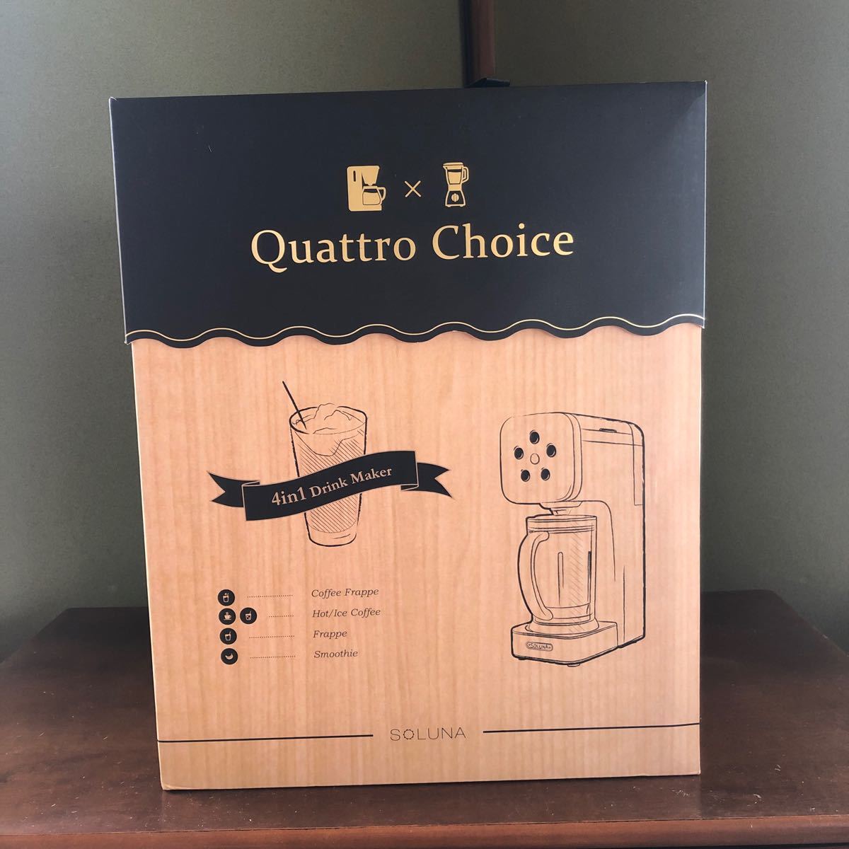 (未使用 美品)SOLUNA Quattro Choice QCR-85B-NWH （ナチュラルウッド）   コーヒーメーカー