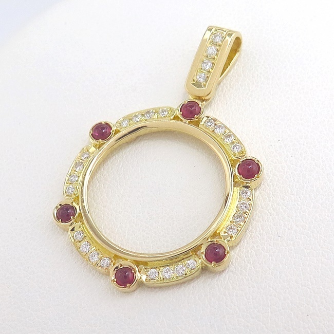 K18YG 　ゴールド ペンダント ネックレス トップ ルビー0.48ct ダイヤモンド0.3ct【中古】/10024192