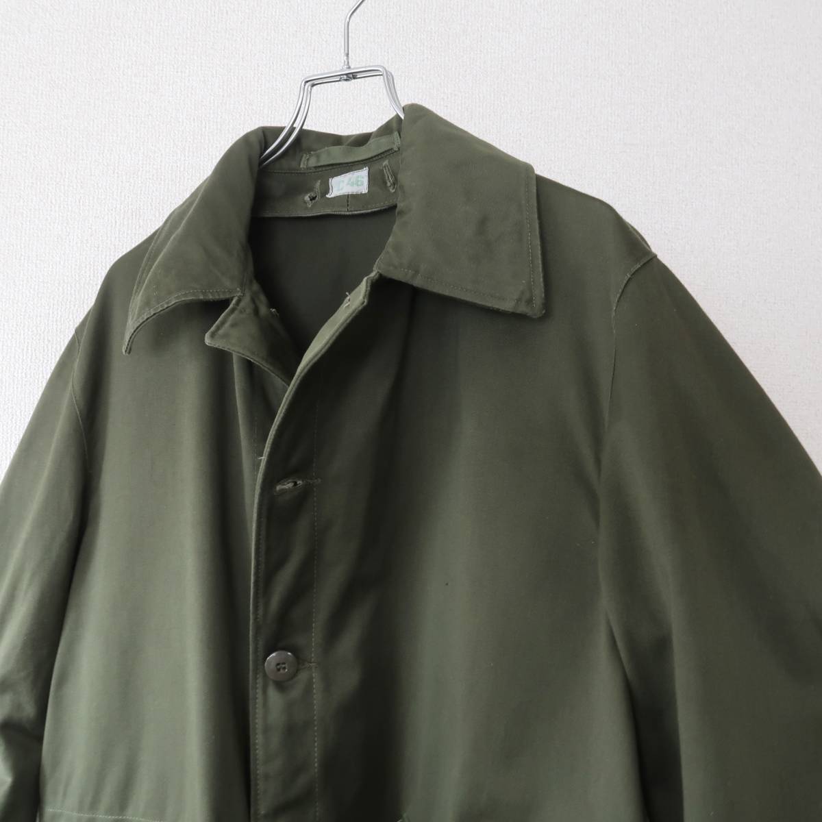  almost DEADSTOCK 60\'s 70\'s Sweden army M-59 cotton satin over coat shell inscription C46 DEADSTOCK/ Vintage .. goods Mod's Coat SM