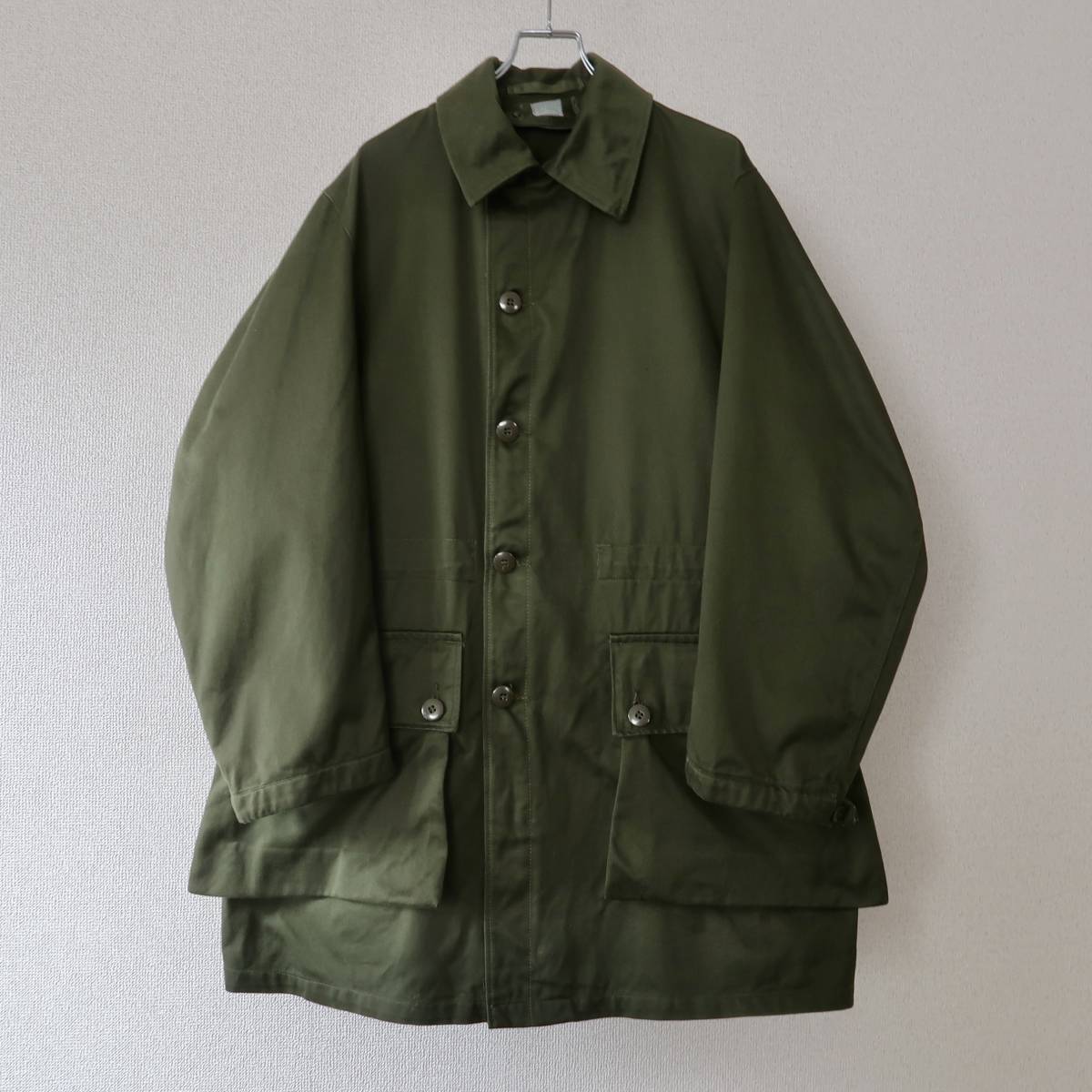  almost DEADSTOCK 60\'s 70\'s Sweden army M-59 cotton satin over coat shell inscription C46 DEADSTOCK/ Vintage .. goods Mod's Coat SM