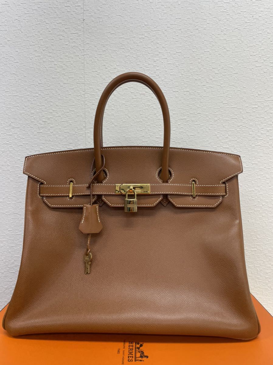 Herms エルメス バーキン35 クシュベル ゴールド ブラウン 〇Z刻印 鍵 ...