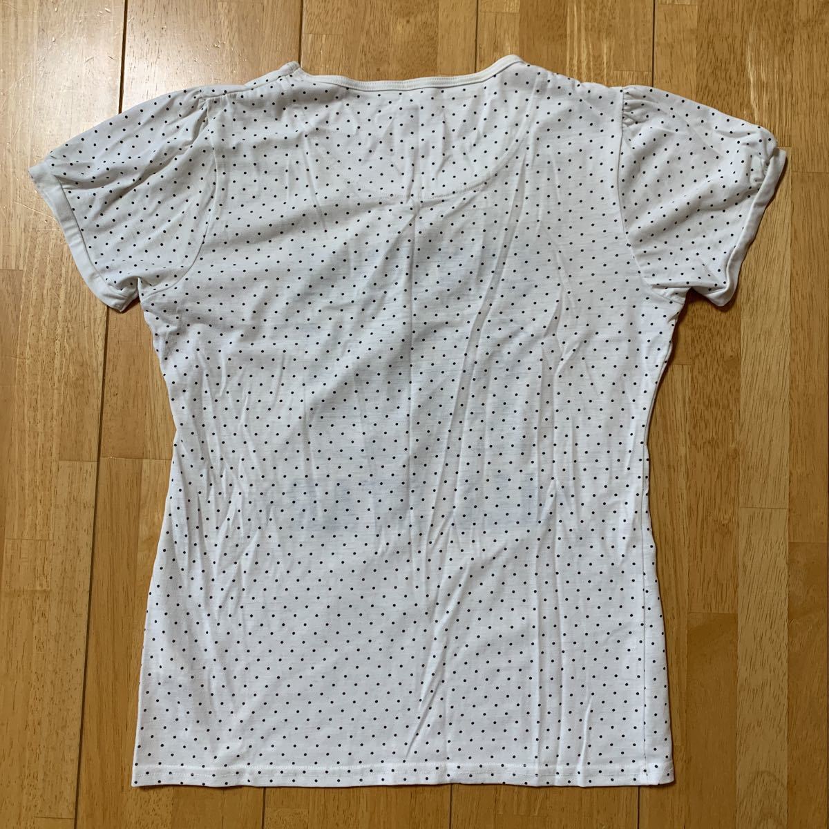 CONVERSE コンバース レディース トップス Tシャツ ホワイトドット柄 WOMEN サイズ L 1シーズン使用 中古品 美品 送料無料_画像2