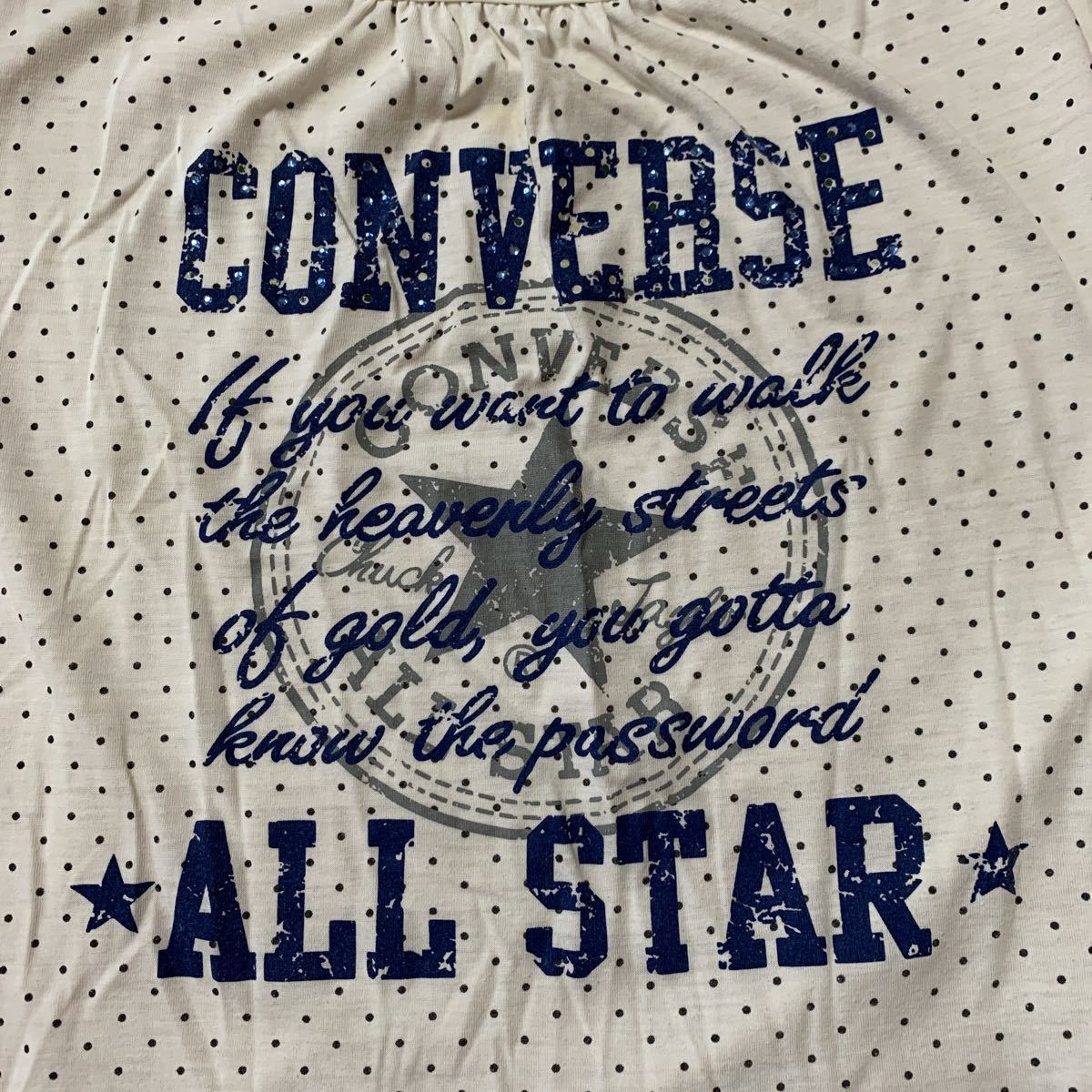 CONVERSE コンバース レディース トップス Tシャツ ホワイトドット柄 WOMEN サイズ L 1シーズン使用 中古品 美品 送料無料_画像8