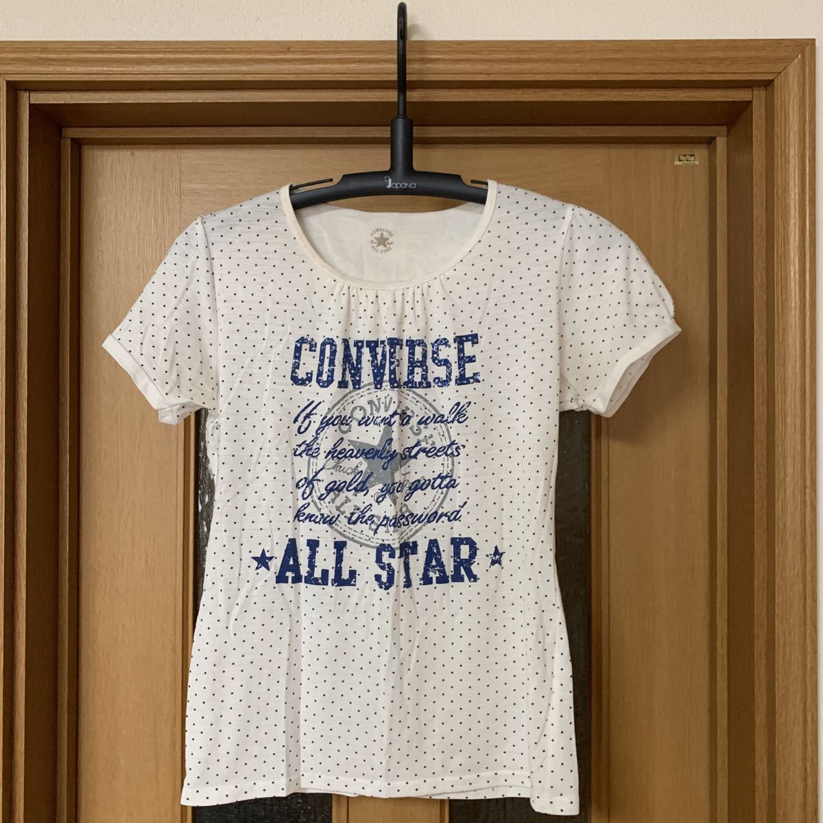 CONVERSE コンバース レディース トップス Tシャツ ホワイトドット柄 WOMEN サイズ L 1シーズン使用 中古品 美品 送料無料_画像10