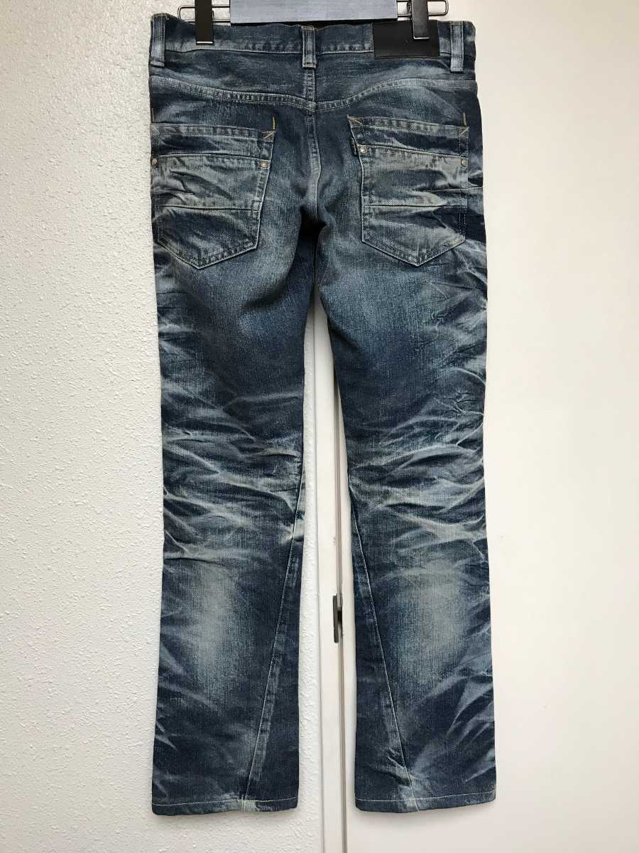 トルネードマート☆リンクルパール加工 シューカット デニム パンツ