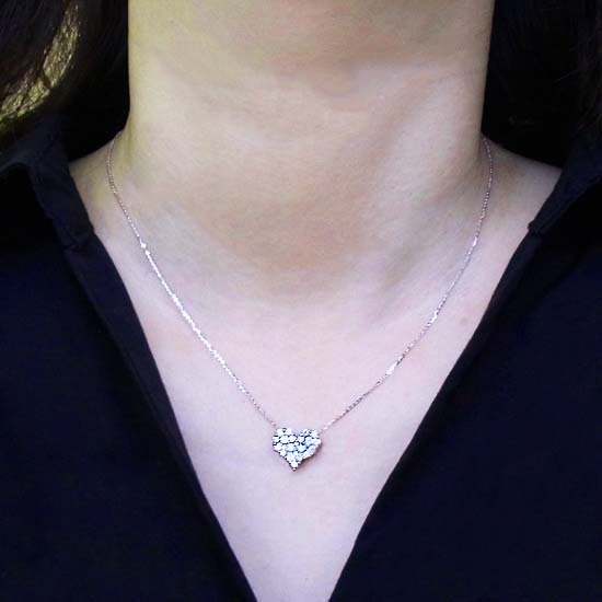 K18WG ダイヤモンド 1.00ct ハートモチーフ ネックレス | sweatreno.com