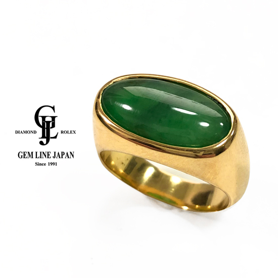 全ての K18 GRJソーティング付 ヒスイ リング メンズ 5.304ct ゴールド