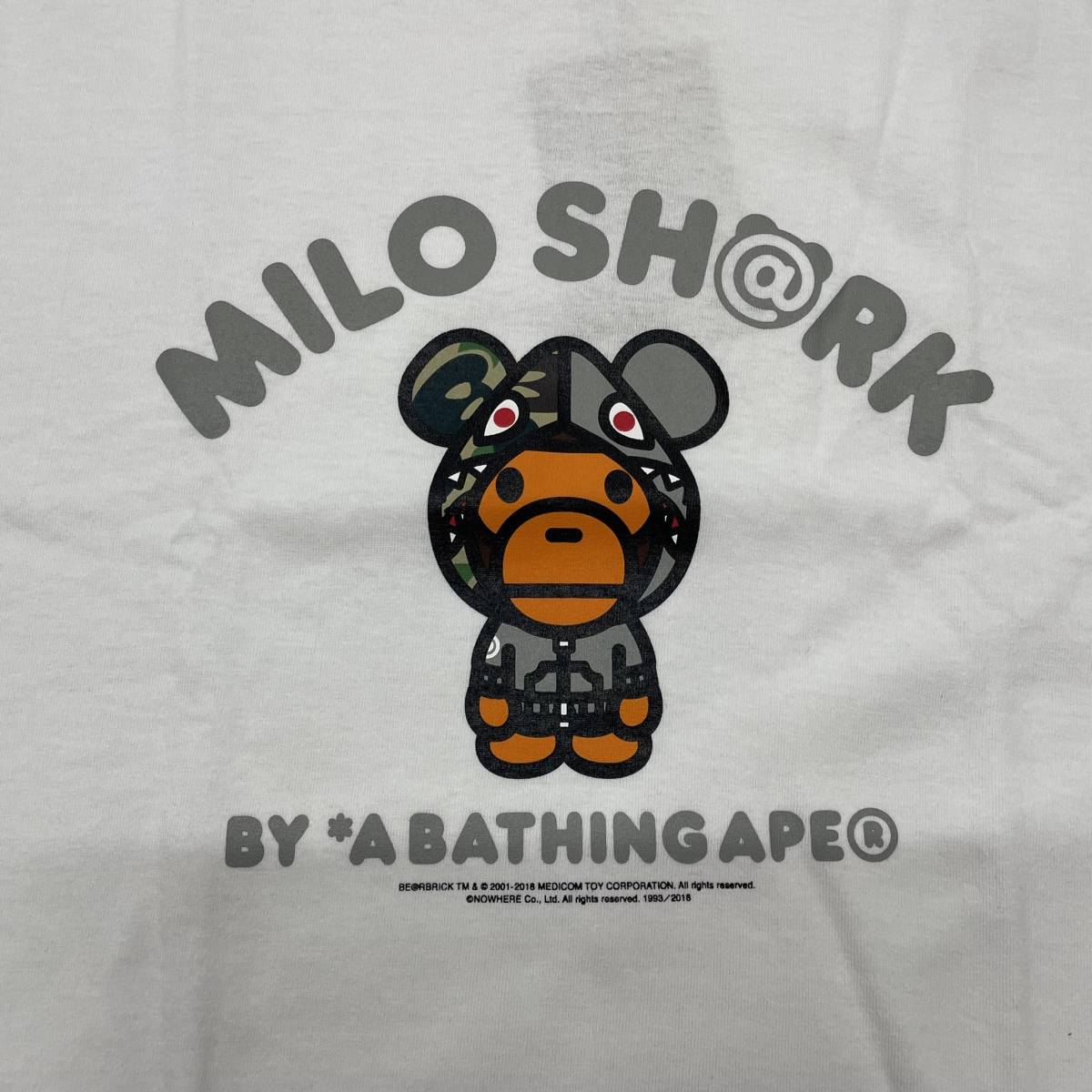 MEDICOM TOY BE@RTEE A BATHING APE BAPE MILO 2XLサイズ メディコムトイ エイプ ベイプ マイロ Tシャツ 半袖 ホワイト 白 未使用_画像3