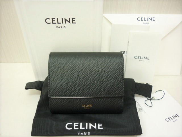 極美品 CELINE セリーヌ 三つ折り コンパクト財布 スモール トリ