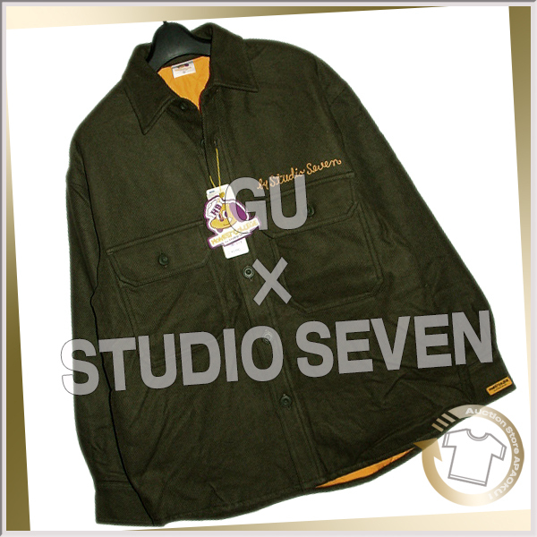 80■20AW GU×STUDIO SEVEN ジーユー スタジオセブン ダブルポケットシャツ ダークグリーン S ジャケット SK211011125_画像1