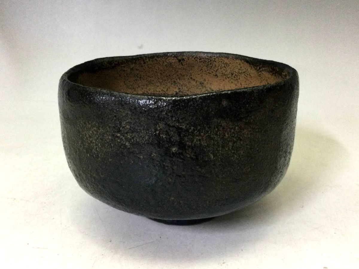 三】ノンコウ 黒茶碗 十代楽吉左衛門 旦入 黒楽茶碗 仕覆付 共箱 o1149