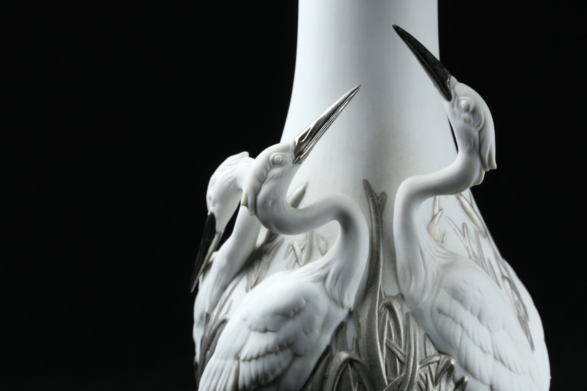 【昊】極上品 本物保証 LLADRO リヤドロ 「白サギの王国」 花瓶 高さ35.2cm 磁器人形[13D18Bi] _画像6