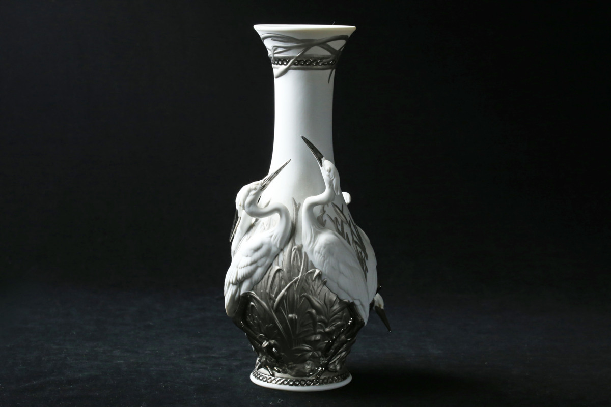 【昊】極上品 本物保証 LLADRO リヤドロ 「白サギの王国」 花瓶 高さ35.2cm 磁器人形[13D18Bi] _画像2