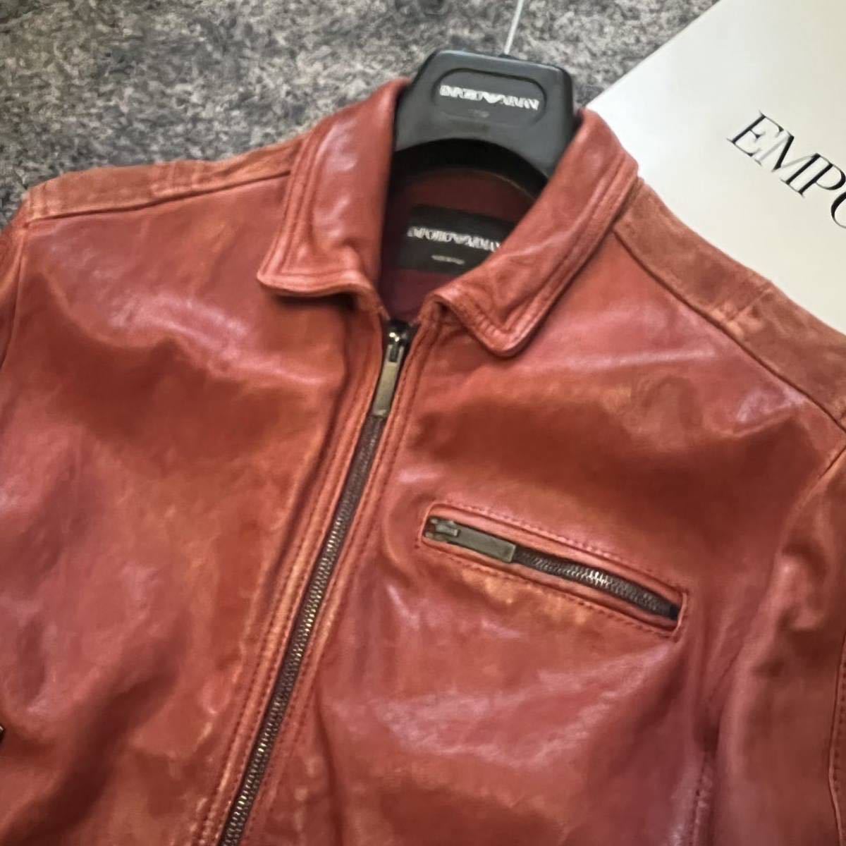 洗練されたシルエット】エンポリオアルマーニ ARMANI 羊革 ラムレザー