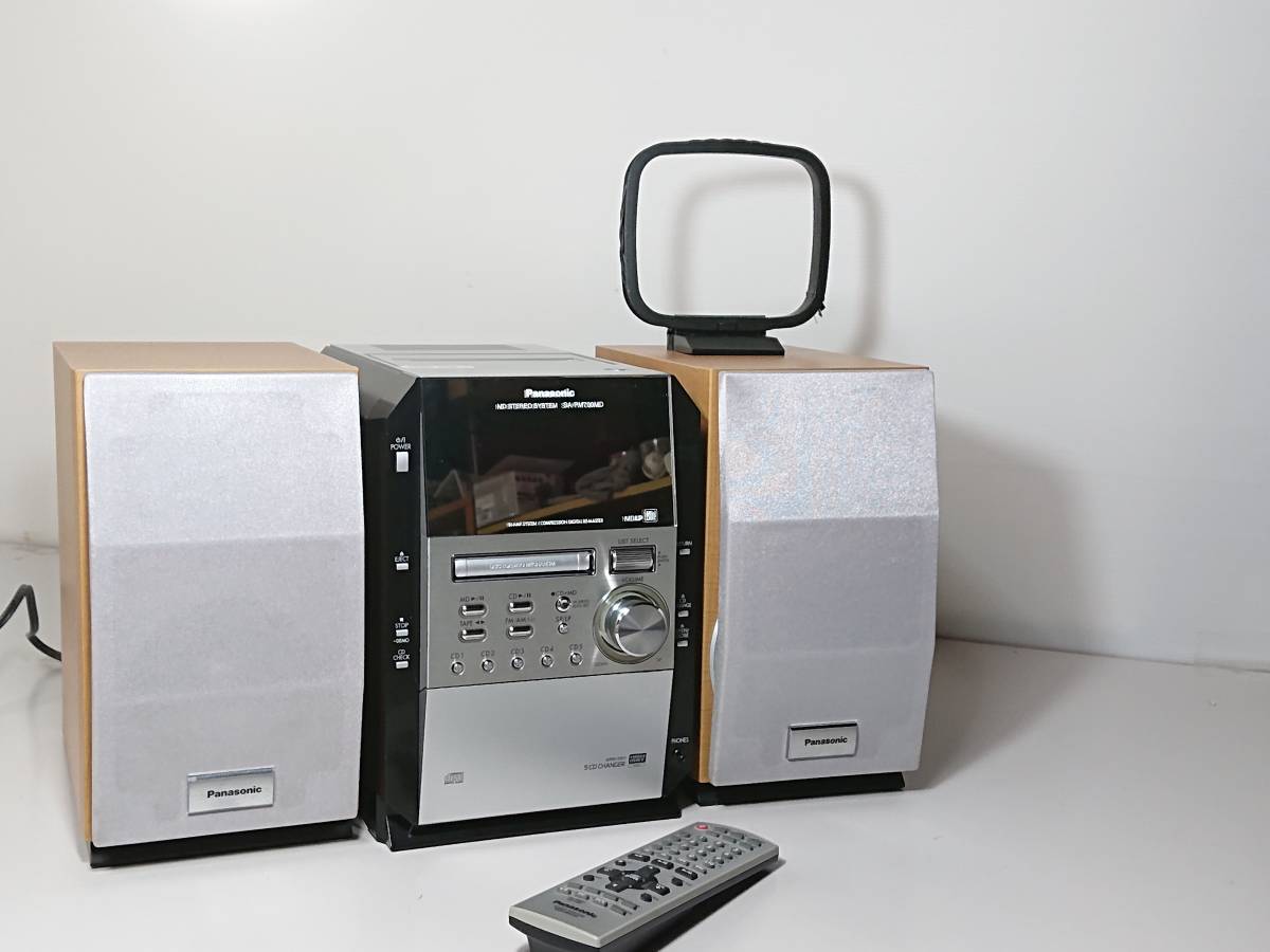 くすみ水色 Panasonic MDステレオシステム SC-PM700MD コンポ - スピーカー