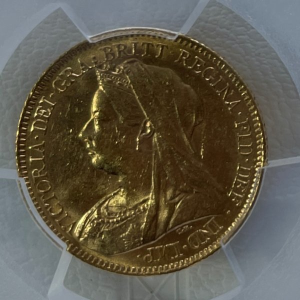 【人気】1900年 MS62 1/2ソブリン　ベールドヘッド　イギリス　英国　PCGS 金貨_画像1