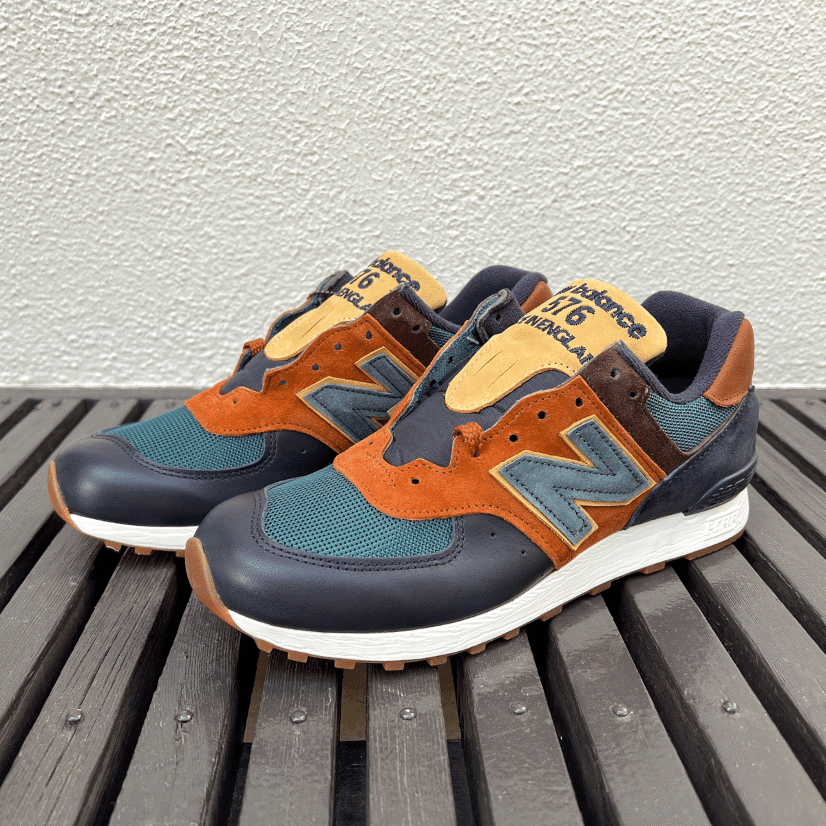 NB原宿店&公式オンラインストア限定 UK制 NEW BALANCE M576YP【MiUK YARD PACK】US7.5D 25.5cm レザー スエード ネイビー×ブラウン 紺/茶