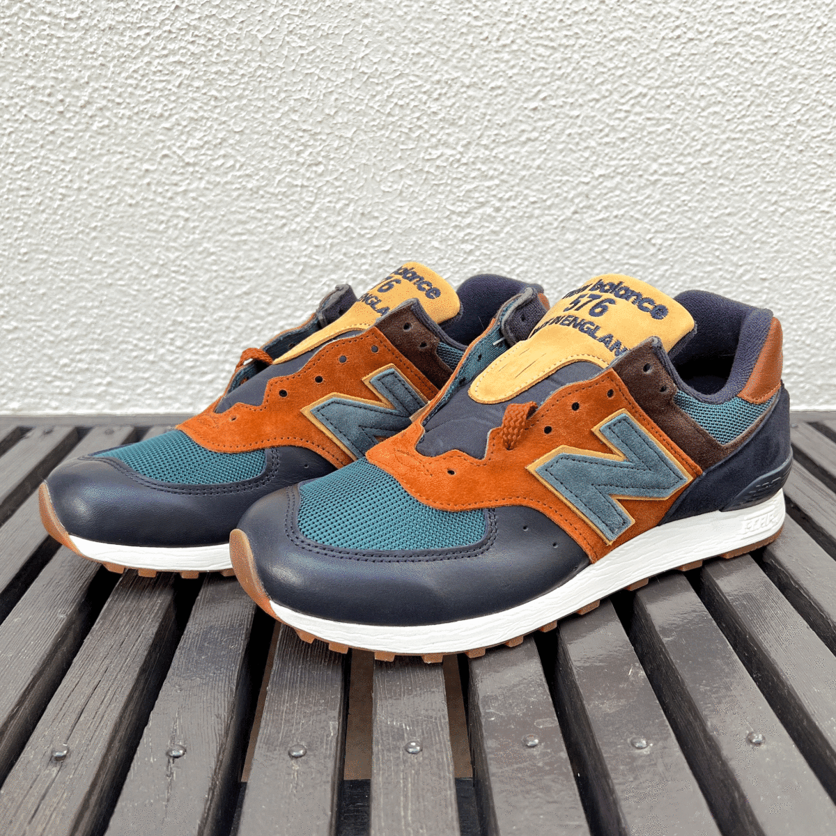 NB原宿店&公式オンラインストア限定 UK制 NEW BALANCE M576YP【MiUK YARD PACK】US7.5D 25.5cm レザー スエード ネイビー×ブラウン 紺/茶
