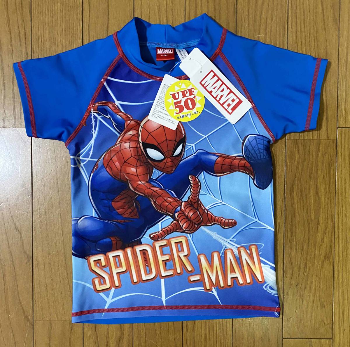 【送料無料】即決 100cm ★ スパイダーマン 水着 ラッシュガード セット ボーイズ パンツ コストコ UV加工 マーベル SPIDER MAN  95 100 105