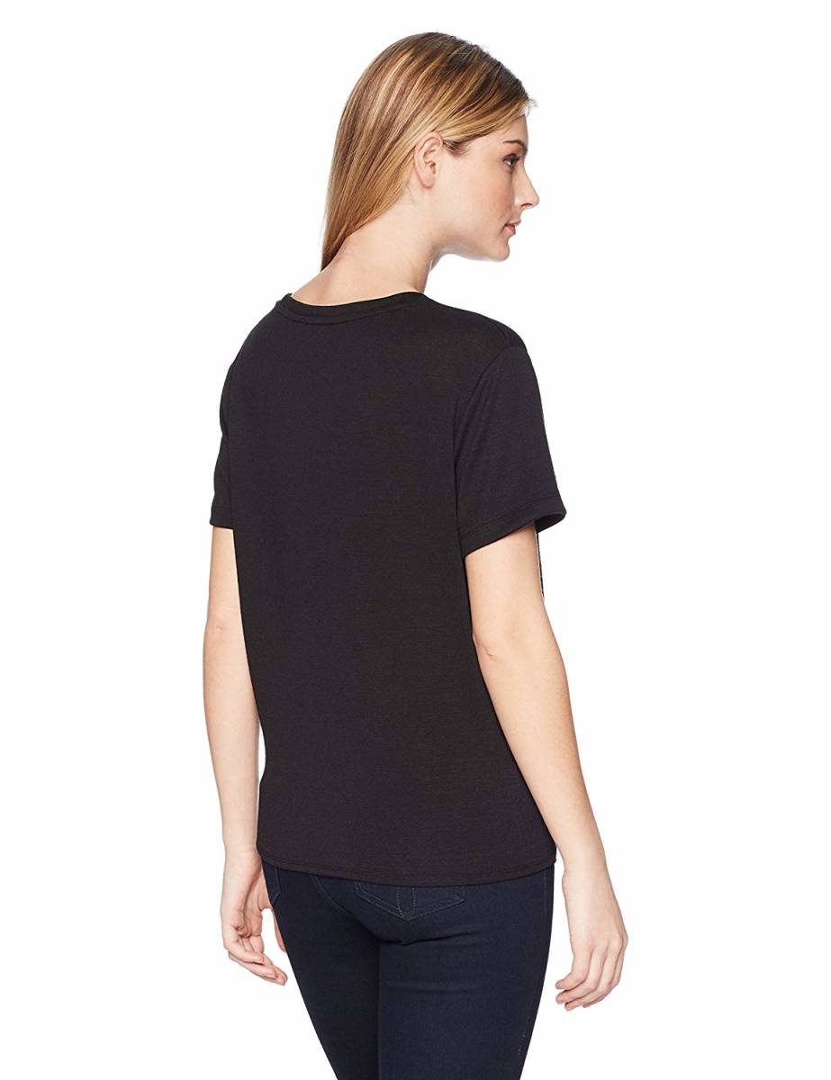 新品 M ★ Calvin Klein Jeans レディース 半袖 ニット US-S ブラック 黒 タイフロント Tシャツ カルバンクライン ジーンズ CK コストコ_※参考画像