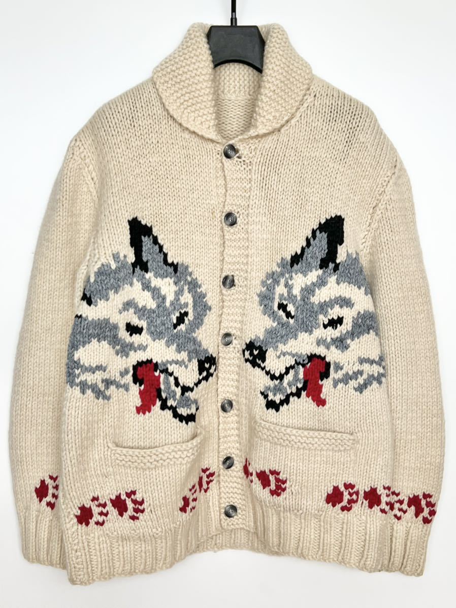  редкость *50s Wolf кушетка n свитер оригинал Vintage Vintage шерсть вязаный кардиган . oo kami кушетка n свитер 60s