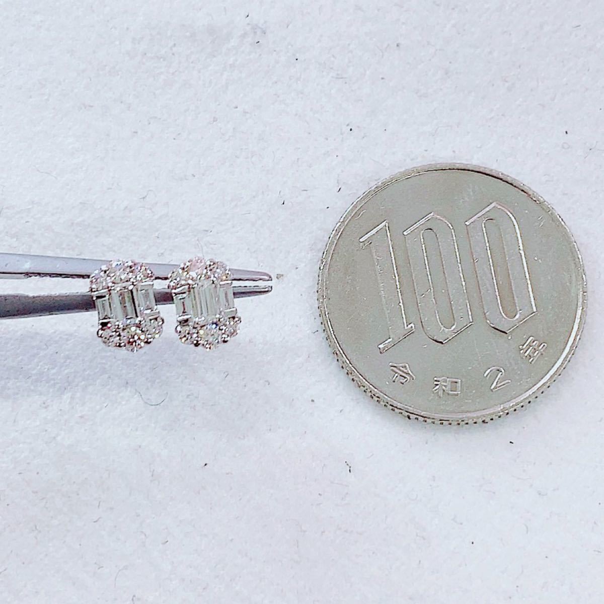 ☆0.40ct☆エメラルドカットダイヤモンドプラチナスタッドピアス