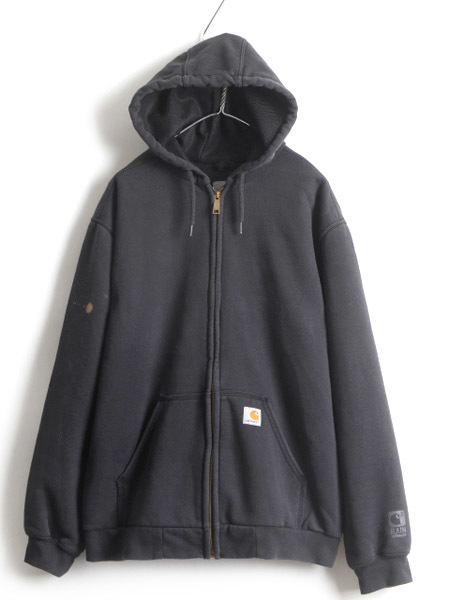 100 ％品質保証 CARHARTT ■ 黒 人気 US企画 Rain ジャケット カーハート 古着 ) M メンズ ( パーカー フード スウェット フルジップ 裏サーマル Defender その他