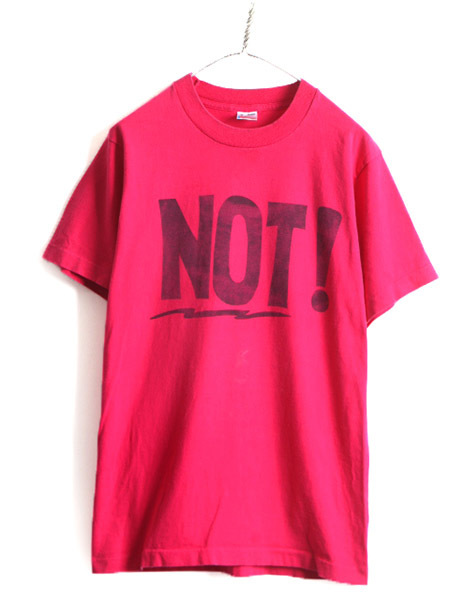 90s USA製 ■ メッセージ ビッグ プリント 半袖 Tシャツ ( メンズ M ) 古着 90年代 アメリカ製 オールド プリントT ピンク ヘビーウェイト