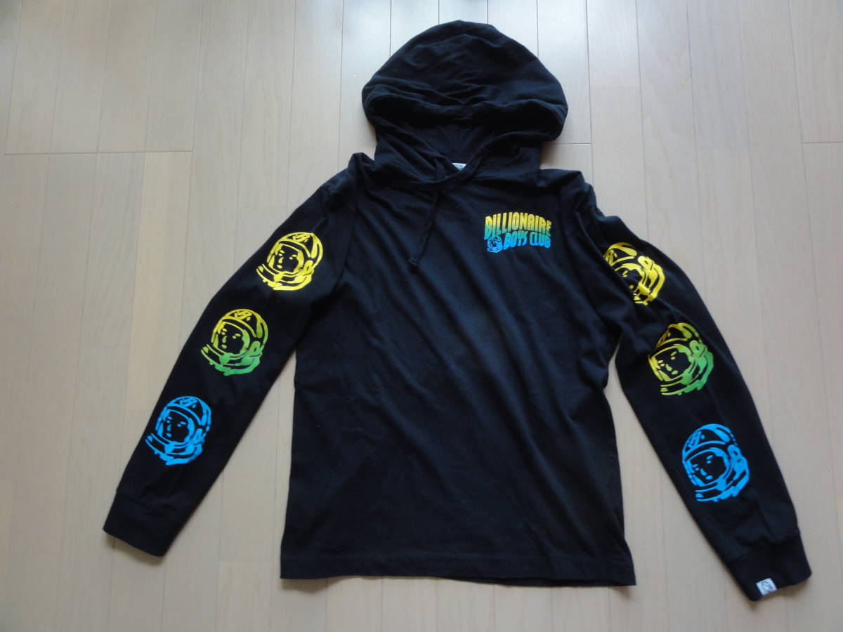 美品 BBC Billionaire Boys Club 袖柄パーカー 黒 Sサイズ B17232_画像1