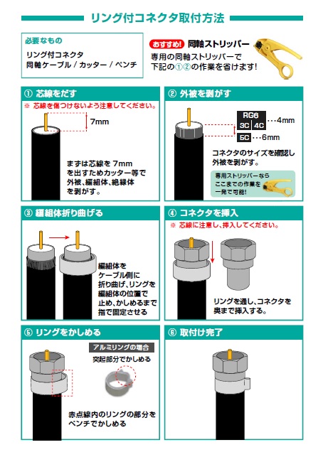 ◆即決 ５Ｃ Ｆ型コネクタ 定番のリングタイプ 10個セット_画像2