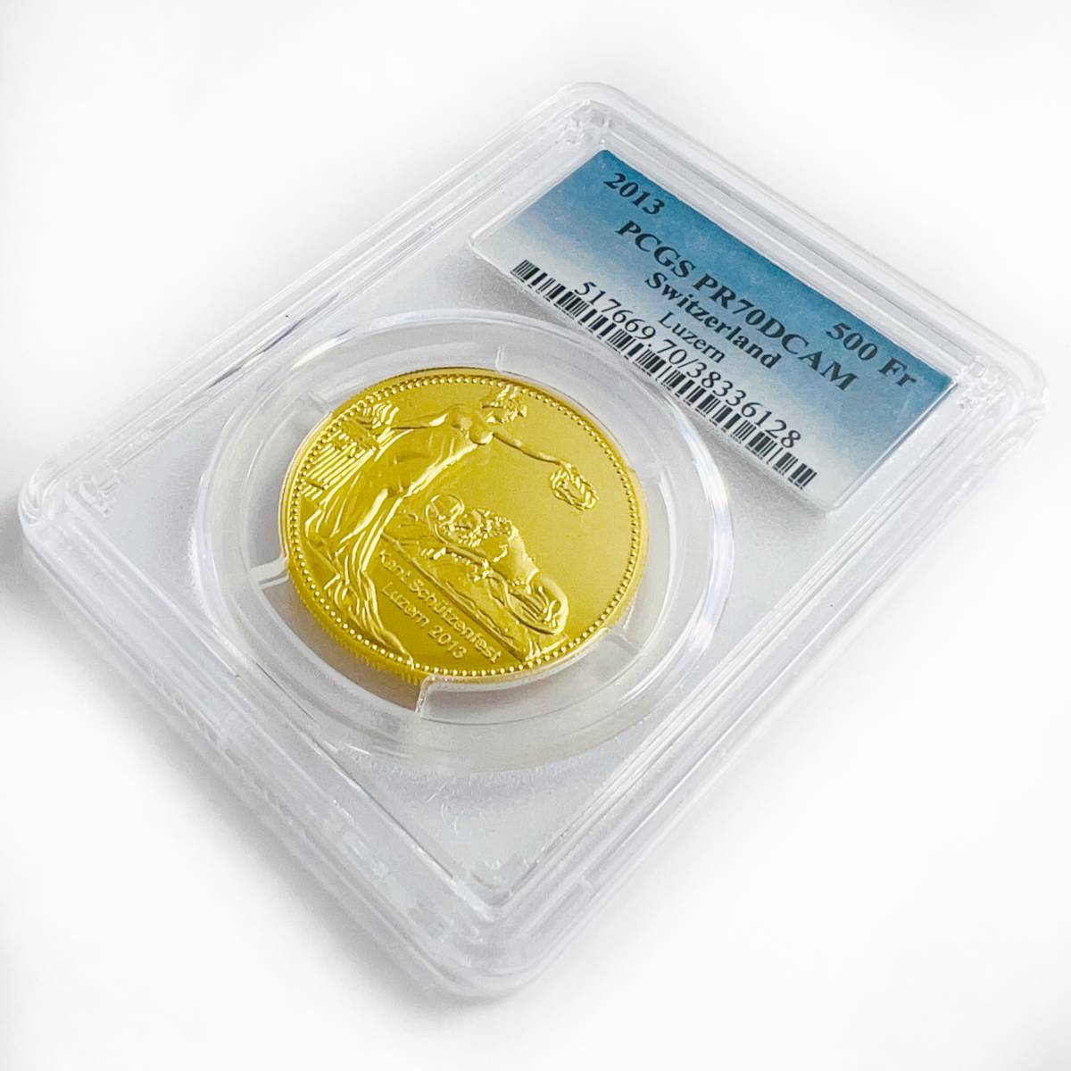 【最高鑑定】2013年 スイス ルツェルン 射撃祭 嘆きのライオン 500フラン 金貨 PCGS PR70DCAM 発行枚数150枚 モダンコイン アンティーク_画像9