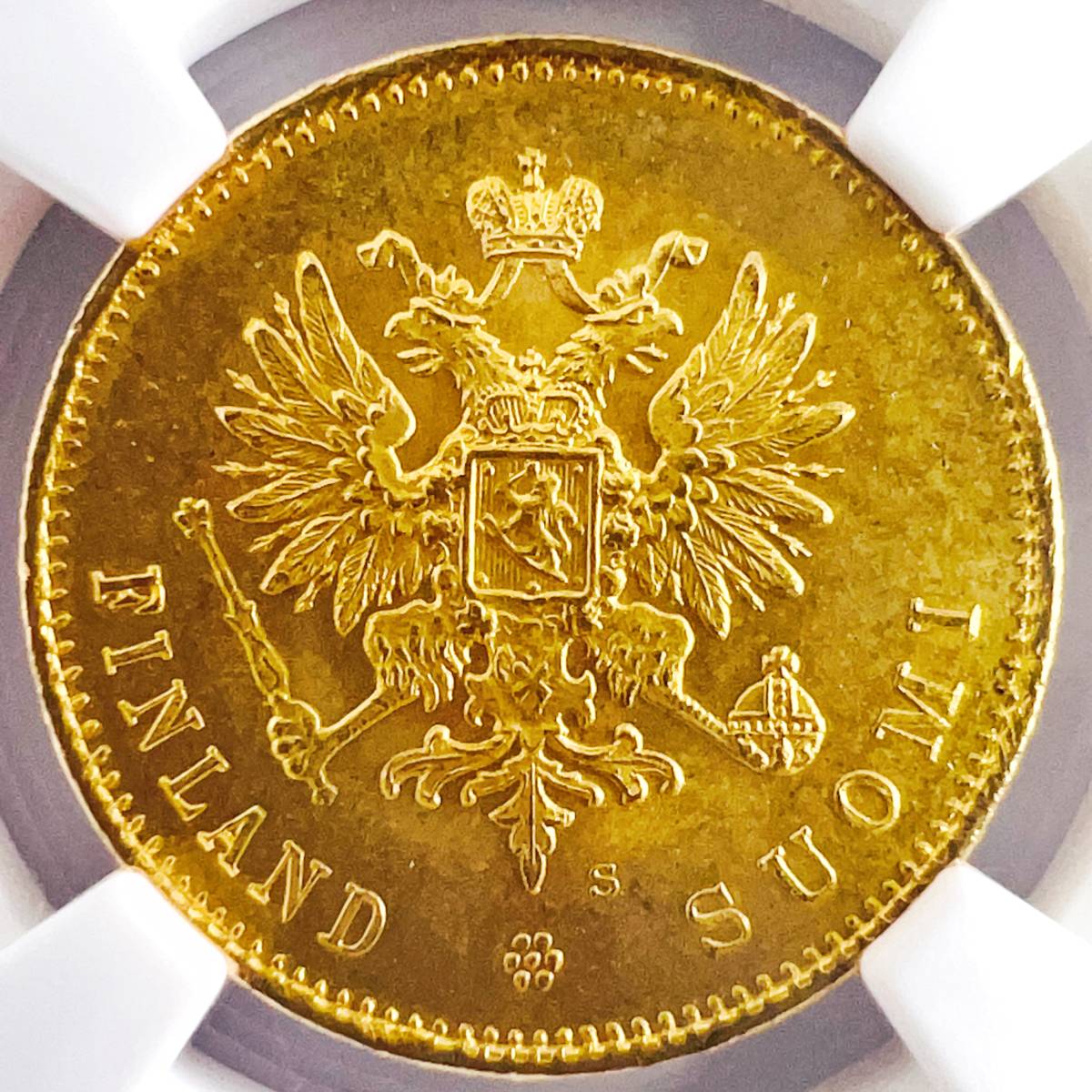 1913年 フィンランド大公国 20マルッカ 金貨 NGC MS65 高鑑定 大公