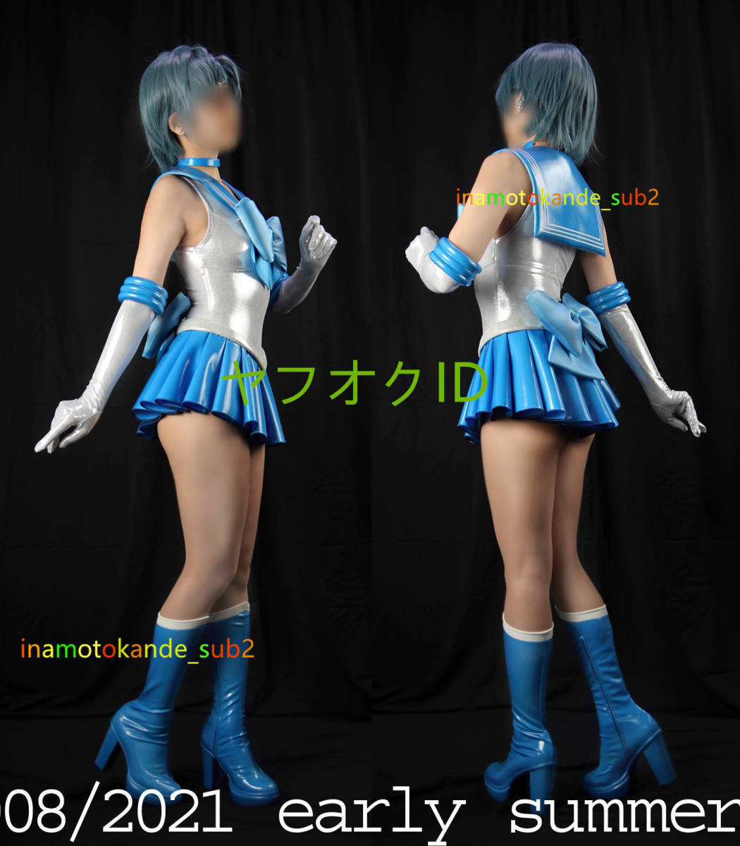  Pretty Soldier Sailor Moon Crystal/ sailor Mercury costume play clothes + wig + shoes + hair ornament + gloves 
