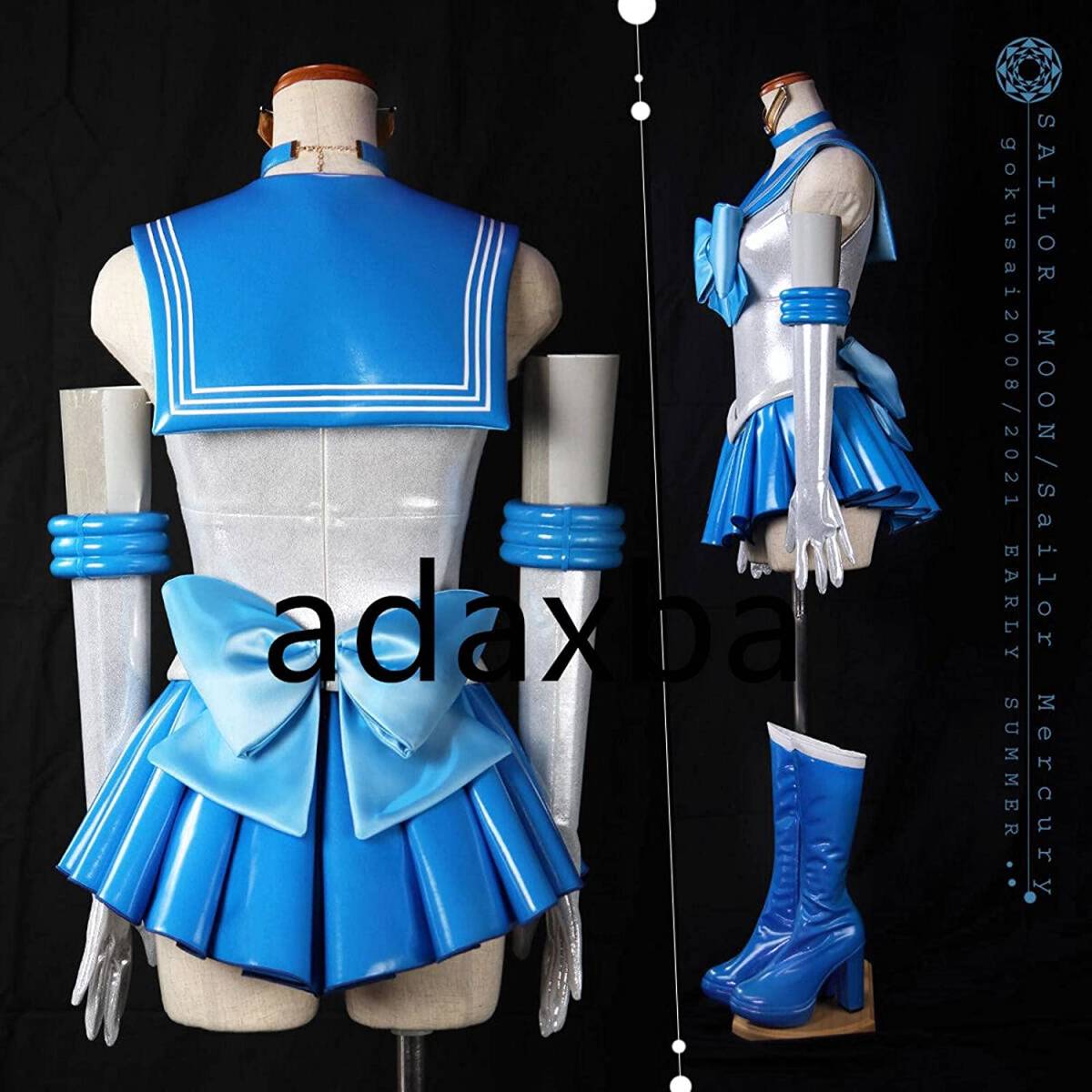  Pretty Soldier Sailor Moon Crystal/ sailor Mercury costume play clothes + wig + shoes + hair ornament + gloves 