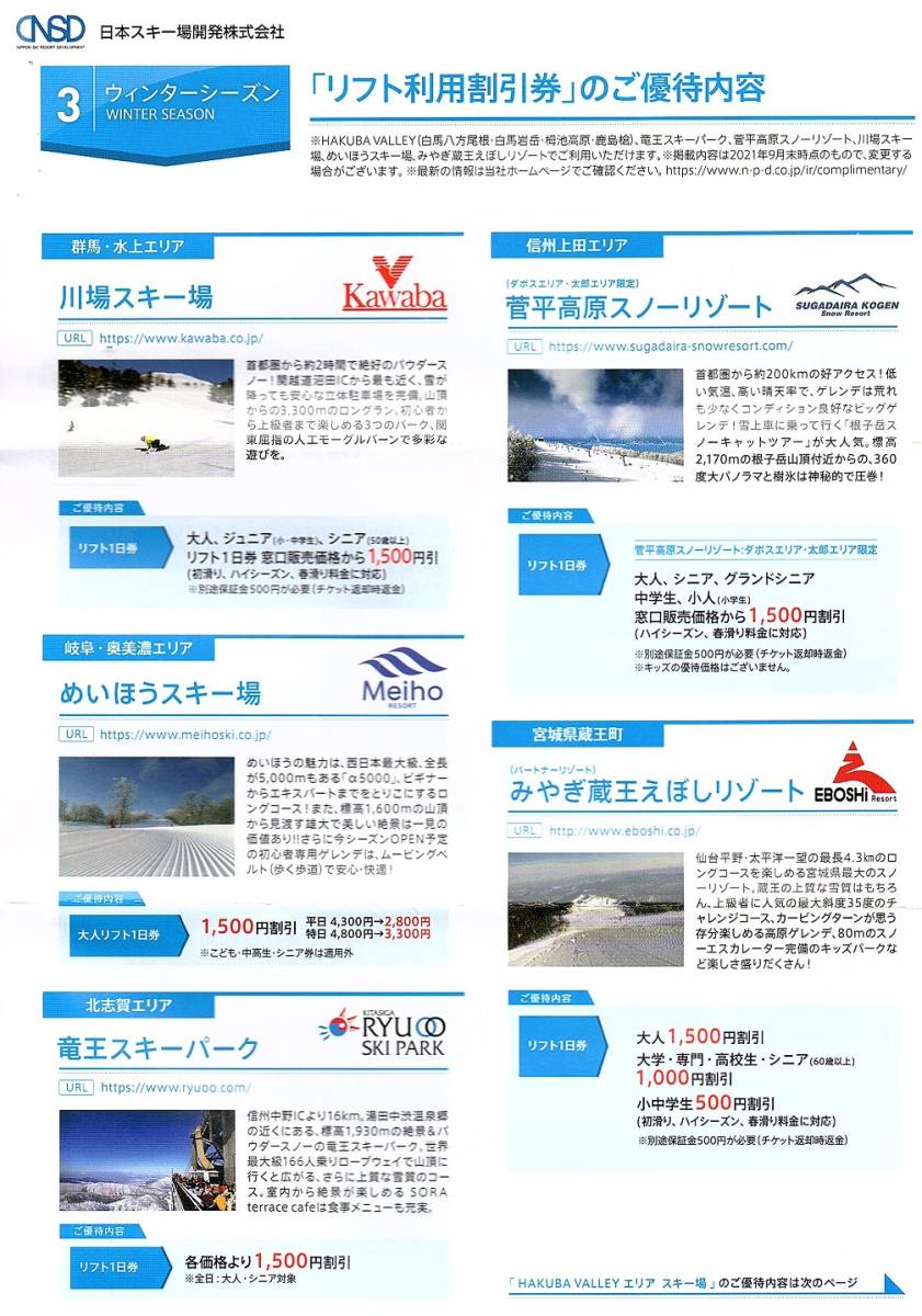 日本駐車場開発 株主優待券 リフト割引券 1枚 単位 ~3枚迄 2022年シーズン有効 日本スキー場開発 川場 竜王 鹿島槍 白馬岩岳(その他)|売買されたオークション情報、yahooの商品情報をアーカイブ公開 - オークファン(aucfan.com) 日本駐車場開発 株主優待券 リフト割引券 1枚 単位 ~3枚迄 2022年シーズン有効 日本スキー場開発 川場 竜王 鹿島槍 白馬岩岳(その他)|売買されたオークション情報、yahooの商品情報をアーカイブ公開 - オークファン(aucfan.com)