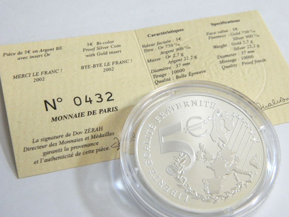 MONNAIE DE PARIS 2002 2003年 銀貨4種セット シルバー 750 K18 コンビ フランス銀貨セット モネドパリ プルーフ記念銀貨 4枚セット ケース_画像10
