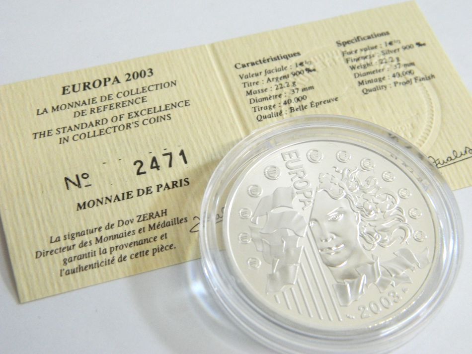 MONNAIE DE PARIS 2002 2003年 銀貨4種セット シルバー 750 K18 コンビ フランス銀貨セット モネドパリ プルーフ記念銀貨 4枚セット ケース - 7