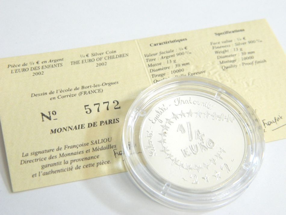 MONNAIE DE PARIS 2002 2003年 銀貨4種セット シルバー 750 K18 コンビ フランス銀貨セット モネドパリ プルーフ記念銀貨 4枚セット ケース_画像4