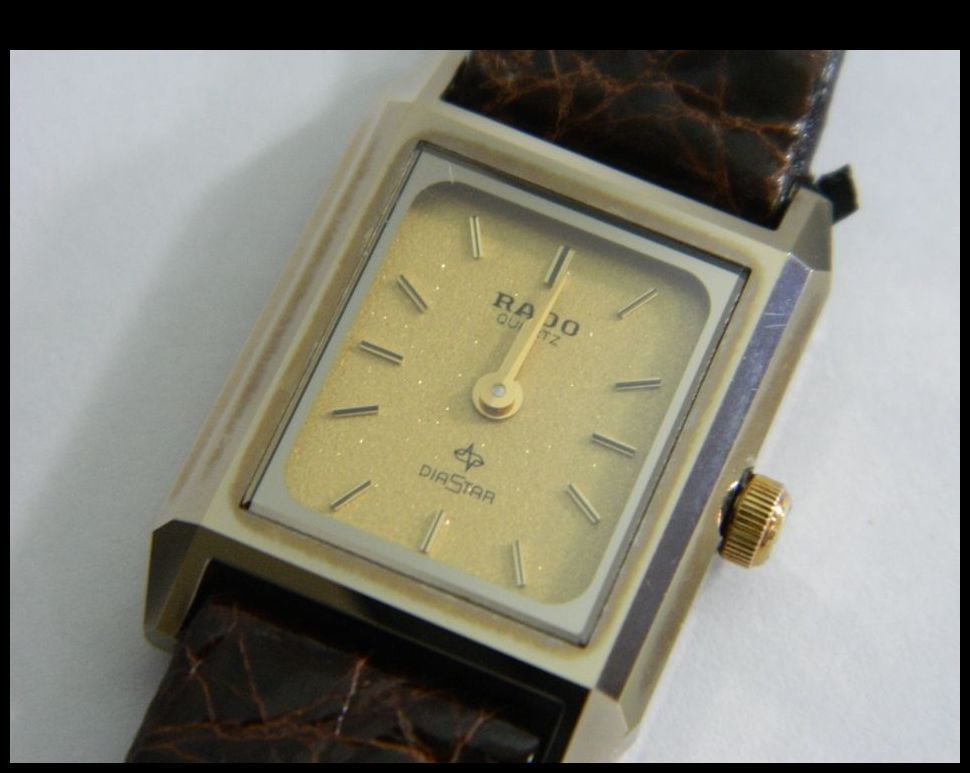動作品 RADO DIASTAR レディース 腕時計 133.9505.3 2針 デイト 女性用 クォーツ SS ゴールド系 ラドー ダイヤスター 中古 USED品