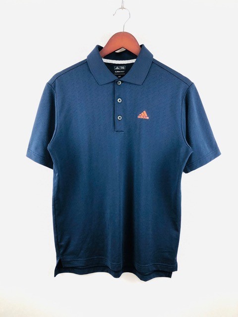 吸水速乾 Adidas Golf アディダス ゴルフ テーラーメイド メンズ 半袖 ポロシャツ ネイビー 紺 Sサイズ 機能素材 スポーツ ウェア_画像1