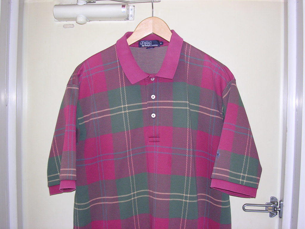 レア 90s USA製 ラルフローレン 袖ロゴ ポロシャツ XL チェック vintage old BIG POLO The Big Shirt ビッグポロ