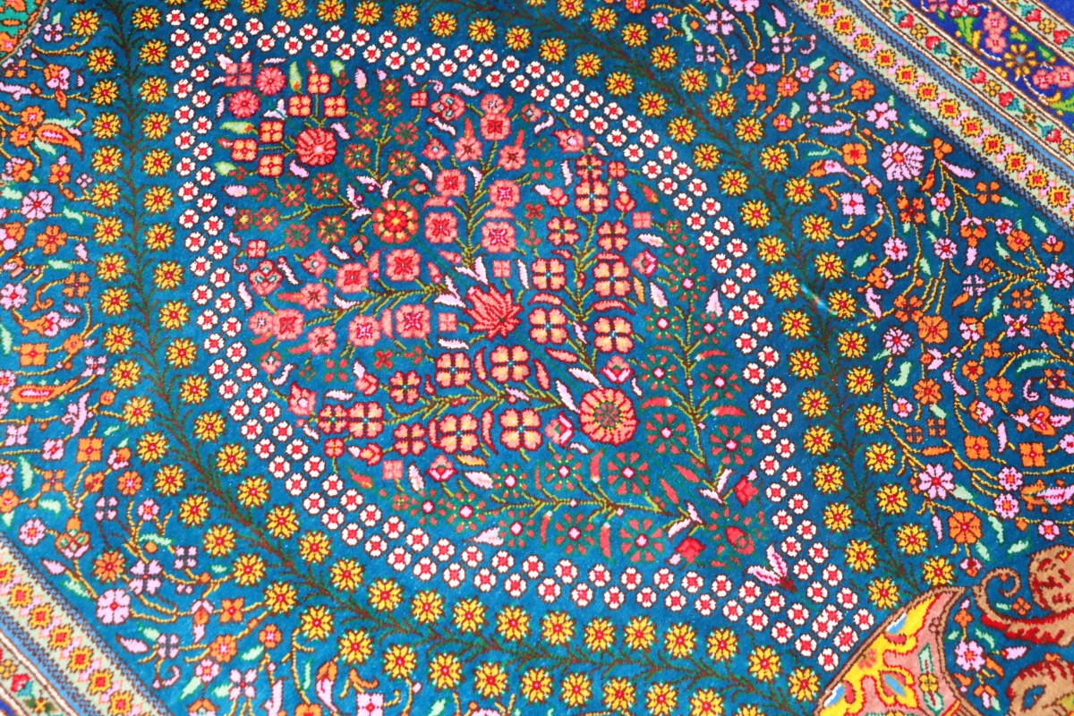 [おすすめ品]最高級 手織り 証明書付 ペルシャ絨毯 Qom クム産 シルク 100% 絨毯バッグ付 壁掛けサイズ No.11011 - 5
