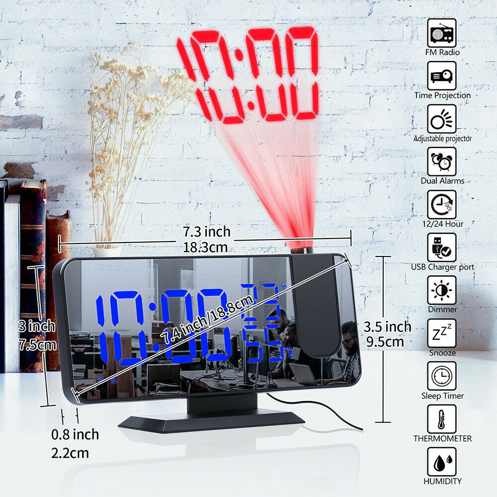 爆売れ LED デジタル 目覚まし 時計 テーブル 電子 デスクトップ USB ウェイクアップ FM ラジオ タイム プロジェクター スヌーズ 機能_画像6