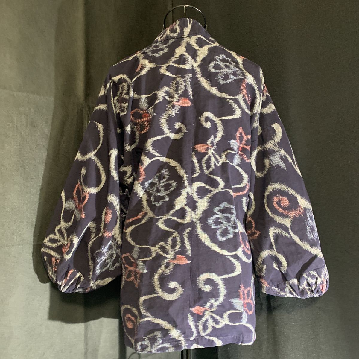 上布 野良着 女着物 近江上布 絣 木綿 型染め 古布 越後上布 藍染 J