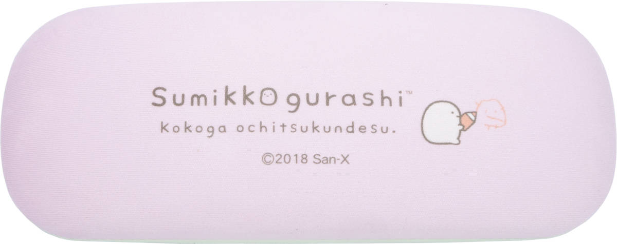 すみっコぐらし メガネケース イニシャル R とんかつ えびふらいのしっぽ ぺんぎん? しろくま ねこ にせつむり たぴおか バネ式 クロス付き